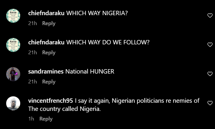 Reactions to Charly Boy's post [Instagram/Areafada]