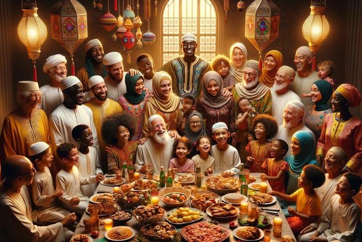 An AI-generated image of a family enjoying Eid ul-Fitr celebrations