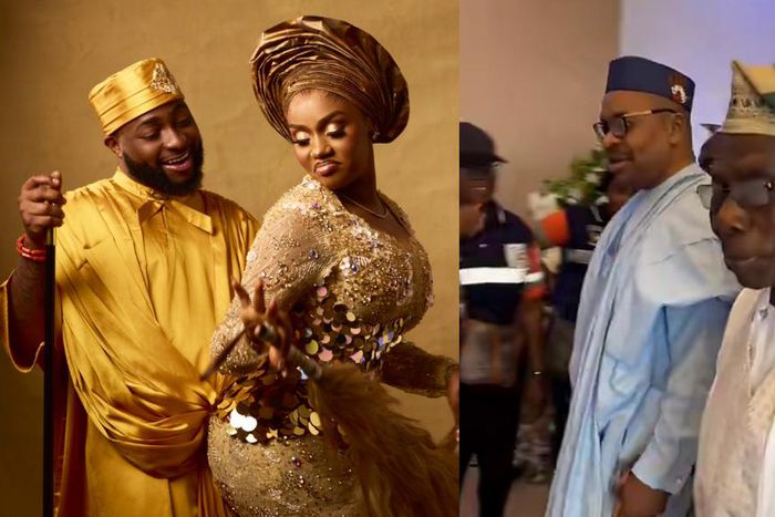 Ex-President Olusegun Obasanjo and former Governor Emmanuel Udom of Akwa Ibom State attended Davido and Chioma's wedding. [X, Formerly Twitter]