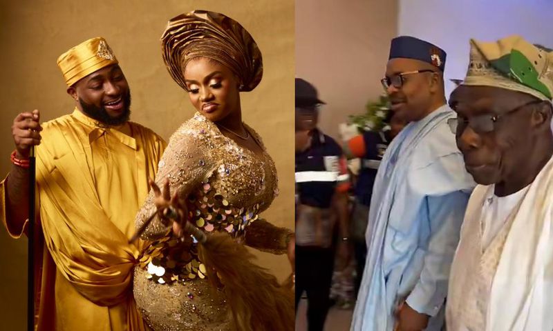 Ex-President Olusegun Obasanjo and former Governor Emmanuel Udom of Akwa Ibom State attended Davido and Chioma's wedding. [X, Formerly Twitter]