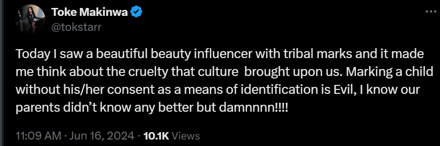 Toke Makinwa's post [X/Toke Makinwa]