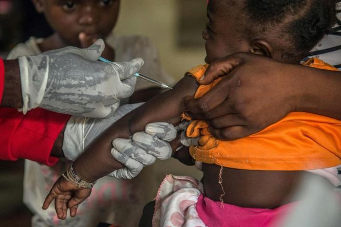 A toddler in DR Congo gets a measles jab -- an outbreak of the disease has killed more than 6,000 youngsters since January 2019
