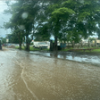 A road in Oko filling situated around LASU-Isheri road flooded with water.