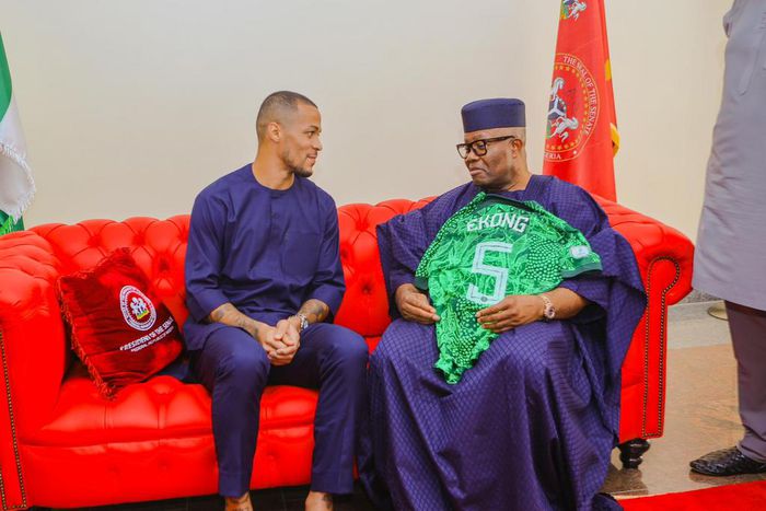 Super Eagles captain, William Troost-Ekong meets Senate President, Godswill Akpabio and other senators