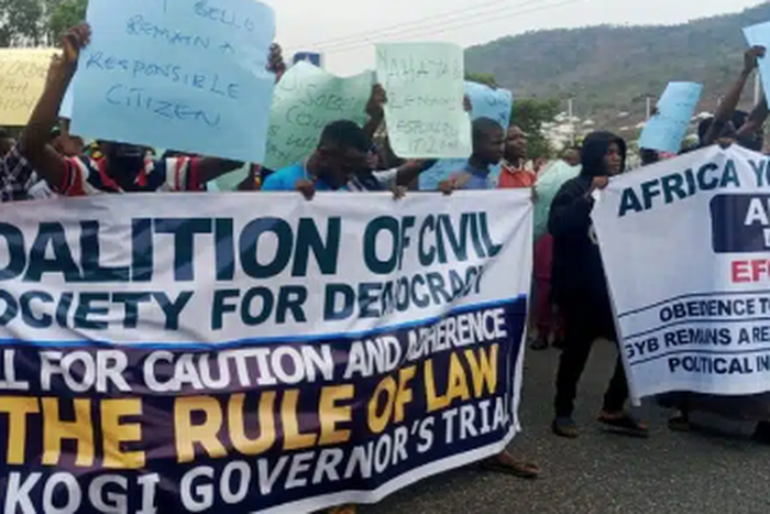 Yahaya Bello protesters [Naija News]