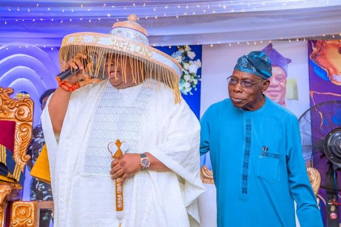 Gov Ademola Adeleke of Osun State and former President Olusegun Obasanjo.
