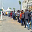 Supporters, media men under security screening before access to the Olympique Alassane Ouattara Stadium, D’Ebimpe, venue of the 2023 AFCON final between Nigeria and Cote d’Ivoire [NAN]