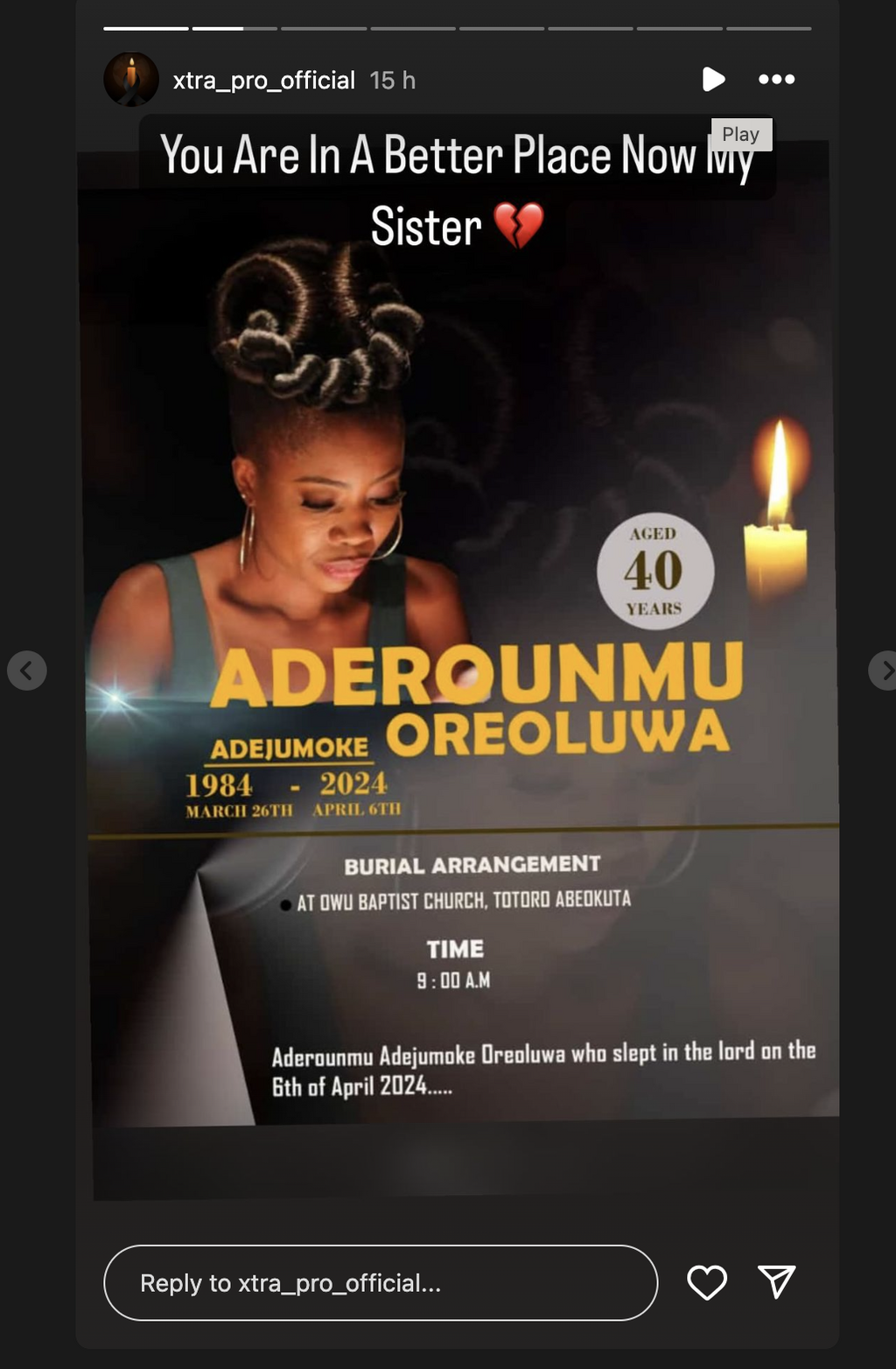 'Jenifa's Diary' actress Aderounmu Adejumoke has died at 40 years old