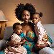 An AI-generated image of a mother and her children during a photoshoot session (Source - Hotpot.ai)