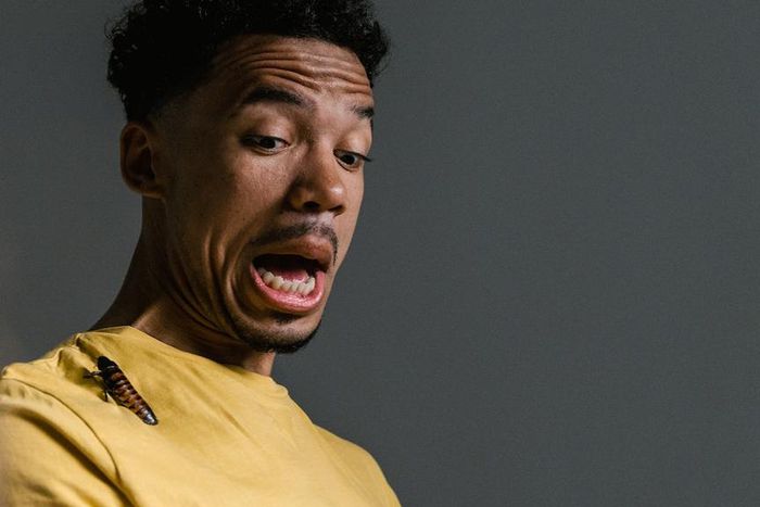 A fearful man having katsaridaphobia [Photo: Mart Production]