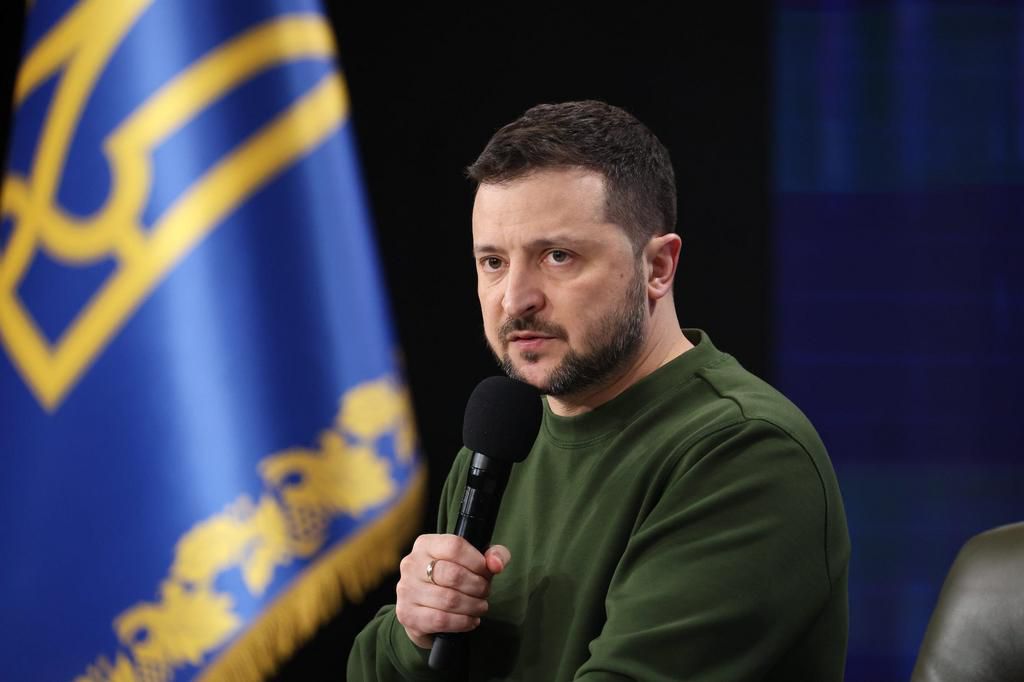 President of Ukraine Volodymyr Zelenskyy pictured speaking on February 25, 2024 in Kyiv, Ukraine.Larin Dmytro/Getty Images