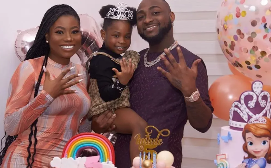 Davido, Sophia Momodu and their daughter Imade, who was born in 2015