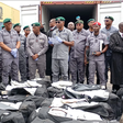 From the middle, the Comptroller-General of Customs, Bashir Adeniyi; the Zonal Coordinator Zone A, ACG Saidu Yusuf; the Customs Controller, Tin Can Island Port Command, Comptroller Dera Nnadi; and the representative of NDLEA, during the briefing of the...