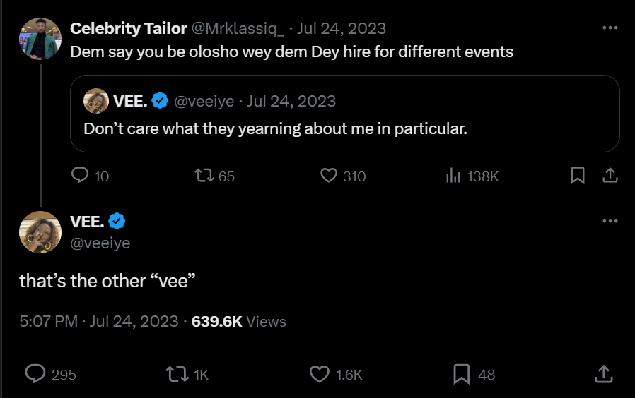 Vee calls Venita 'The other Vee' [X/Veeiye]