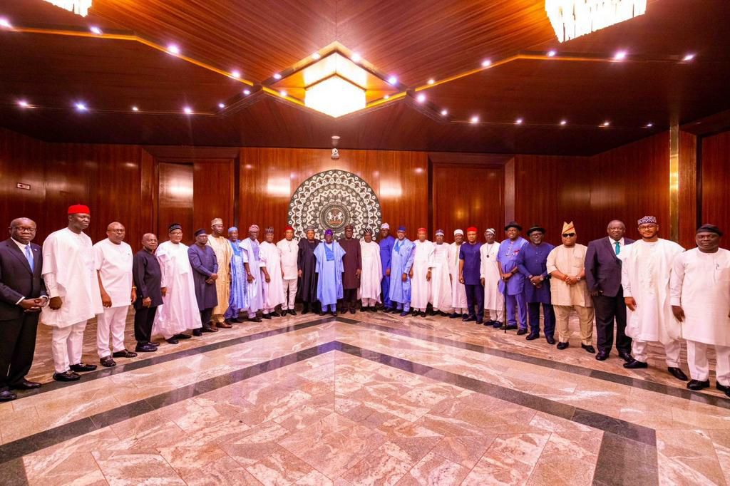 Bola Tinubu and State governors at the Aso Rock Villa. [X, formerly Twitter]