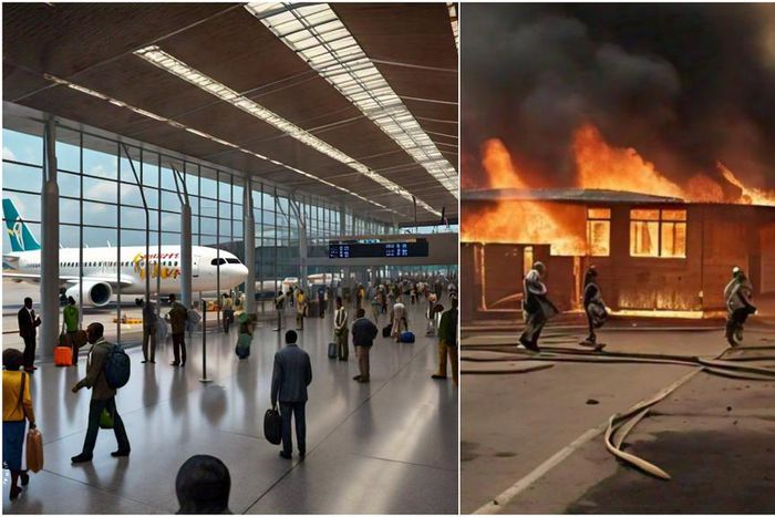 Fire Outbreak at Lagos Airport [Meta AI Image)