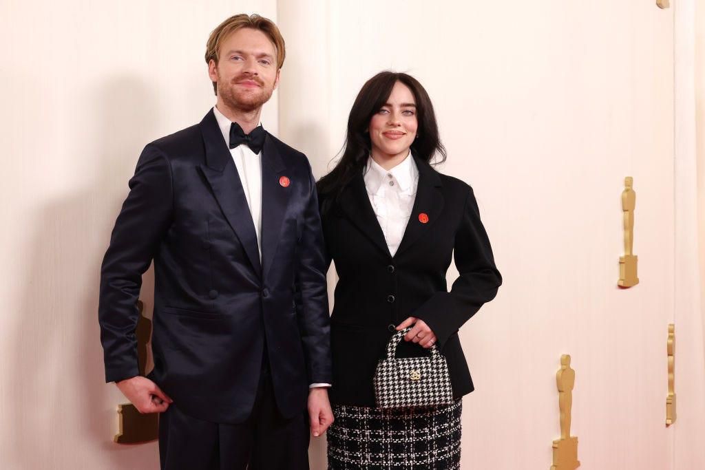 Billie Eilish and Finneas O'Connell were among the celebrities wearing Artists4Ceasefire pins.JC Olivera/Getty Images