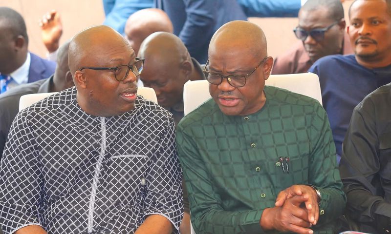 Governor Siminalayi Fubara and FCT Minister, Nyesom Wike. [X:@DeeOneAyekooto]