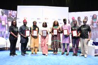 President, Upticomm Marketing Company Limited, Segun McMedal; Council Member, Nigerian Institute of Public Relations (NIPR), Thelma Okoh; Chairman, Lagos NIPR, Comfort Obot Nwankwo; Head, Brand and Marketing Communications, Wema Bank, Mabel Adeteye; Founder/CEO, SKOT Communications, Tokunboh George-Taylor; Founder and CEO, Fernhill Digital Consulting, Datari Ladejo; Head of Media, Sub-Saharan Africa, Reckitt, Cassandra Uzo-Ogbugh; and Head, Corporate Communications, SIFAX Group, Olumuyiwa Akande during the 9th Lagos Digital Public Relations Summit, held at the MUSON Center, Lagos on October 16 and 17, 2024.