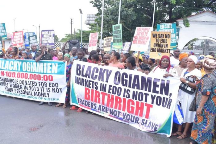 Edo traders protest to Oba’s palace, demand leader’s removal