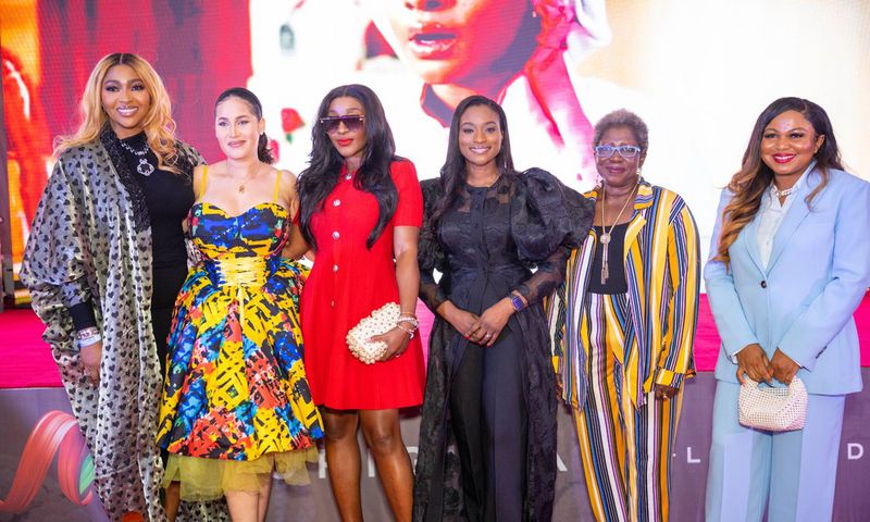 L-R: Actress, Lillian Esoro; Executive Producer and Actress, Carolyna Hutchings; Executive Producer and Actress, Ini Edo; Executive Head, Content and Channels, West Africa at MultiChoice, Dr Busola Tejumola; Veteran Actress, Ayo Mogaji and Executive Pr...