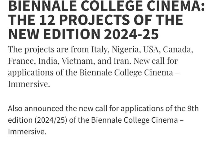 Biennale College Cinema announces Kenyan-Nigerian project for next edition