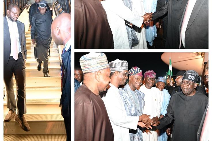 President Tinubu returns to Nigeria after working vacation to UK, France