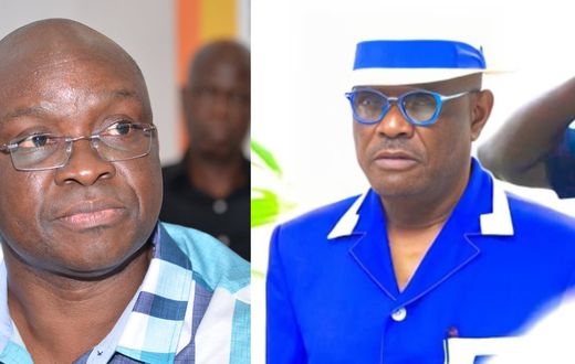 Former Ekiti State governor, Ayodele Fayose and FCT minister, Nyesom Wike. [Facebook]