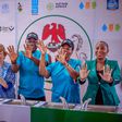 L – R: Representative of the World Health Organization (WHO), Dr. Edwin Isotu Edeh; Chief WASH Nigeria at UNICEF, Dr. Jane Bevan; Permanent Secretary of the Federal Ministry of Water Resources and Sanitation, Mr Richard Pheelangwah representing the Min...