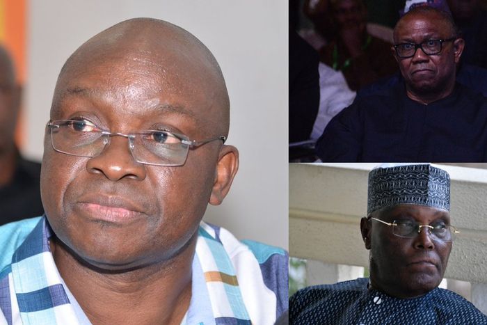 Former Ekiti State governor, Ayodele Fayose has told Atiku Abubakar not to contest in the 2027 presidential election.  [Facebook/Getty Images]