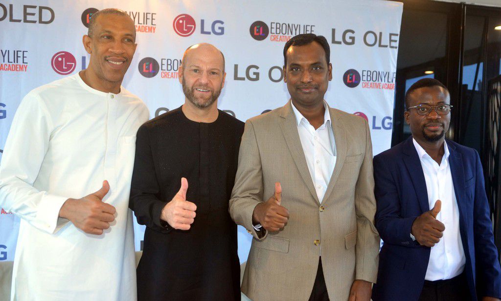 L-R: General Manager, Ebonylife Place, Mr. Michael Williams, Head of the Ebonylife Creative Academy, Mr. Drikus Volschenk,  Head Corporate Marketing, LG Electronics, Hari Elluru, Marketing Manager, LG Electronics, Mr. Paul Mba at the  LG Electronics an...