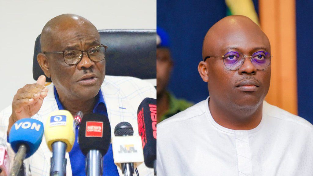 FCT Minister, Nyesom Wike and Governor Sim Fubara of Rivers State. [Facebook]