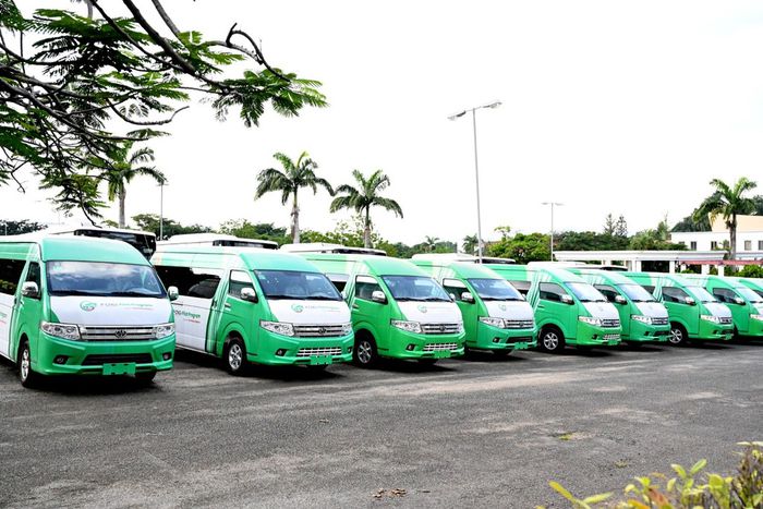 Some of the 64 Compressed Natural Gas (CNG) buses donated by the Federal Government to labour unions and the student association in the country [NAN]