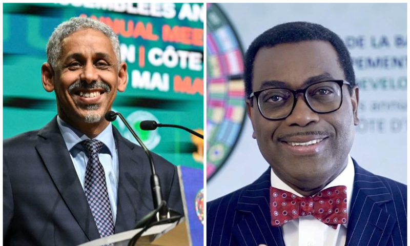 Mauritania's Sidi Ould Tah stands at the podium before speaking after he was elected as the new president of the African Development Bank group in Abidjan on May 29, 2025. [ISSOUF SANOGO/Getty Images] | Akinwunmi Adesina