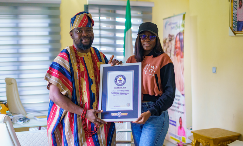 Guinness World Record holder Ololade (JPTS/ISQ graduand) visits Chris Imumolen