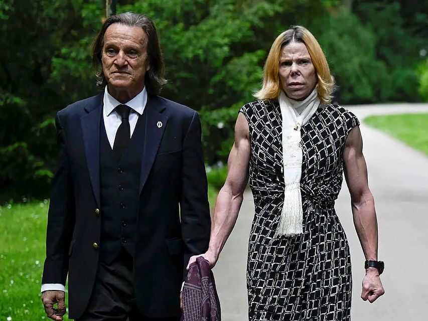 Princess Kalina and her husband at the funeral ceremony.