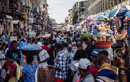 Shoppers and traders in a congested street market in Lagos, Nigeria, on Monday, July 17, 2023. [Getty Images]