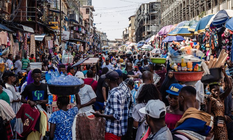 Shoppers and traders in a congested street market in Lagos, Nigeria, on Monday, July 17, 2023. [Getty Images]