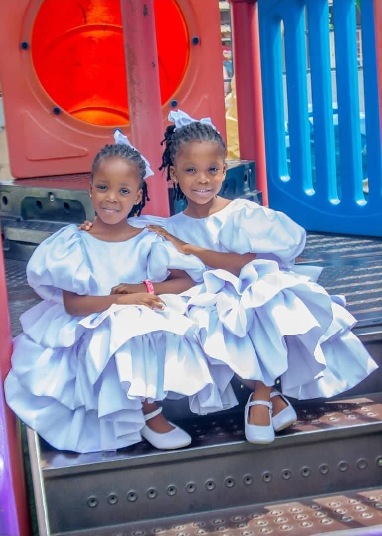 Myra and Myla, Judith Akinwunmi's twin daughters.