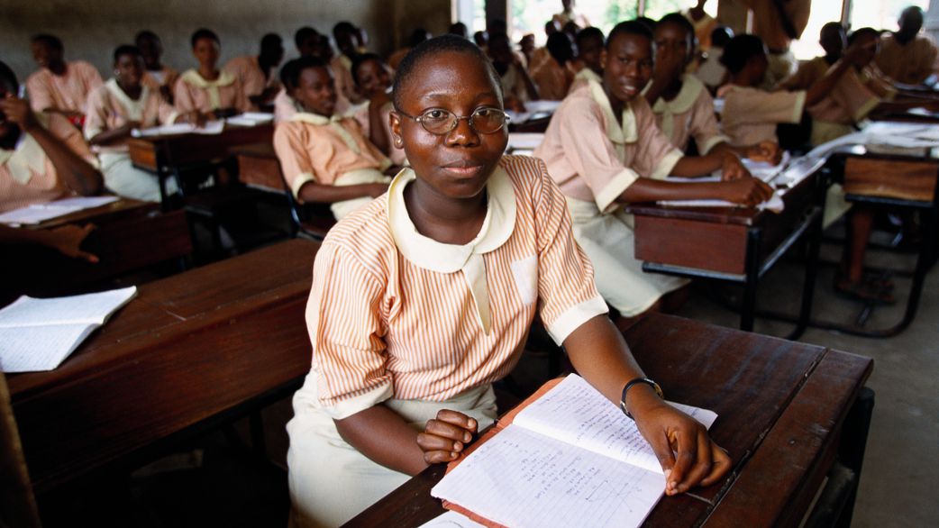 Nigerian female students are in class at their school in Lagos. [Getty Images]