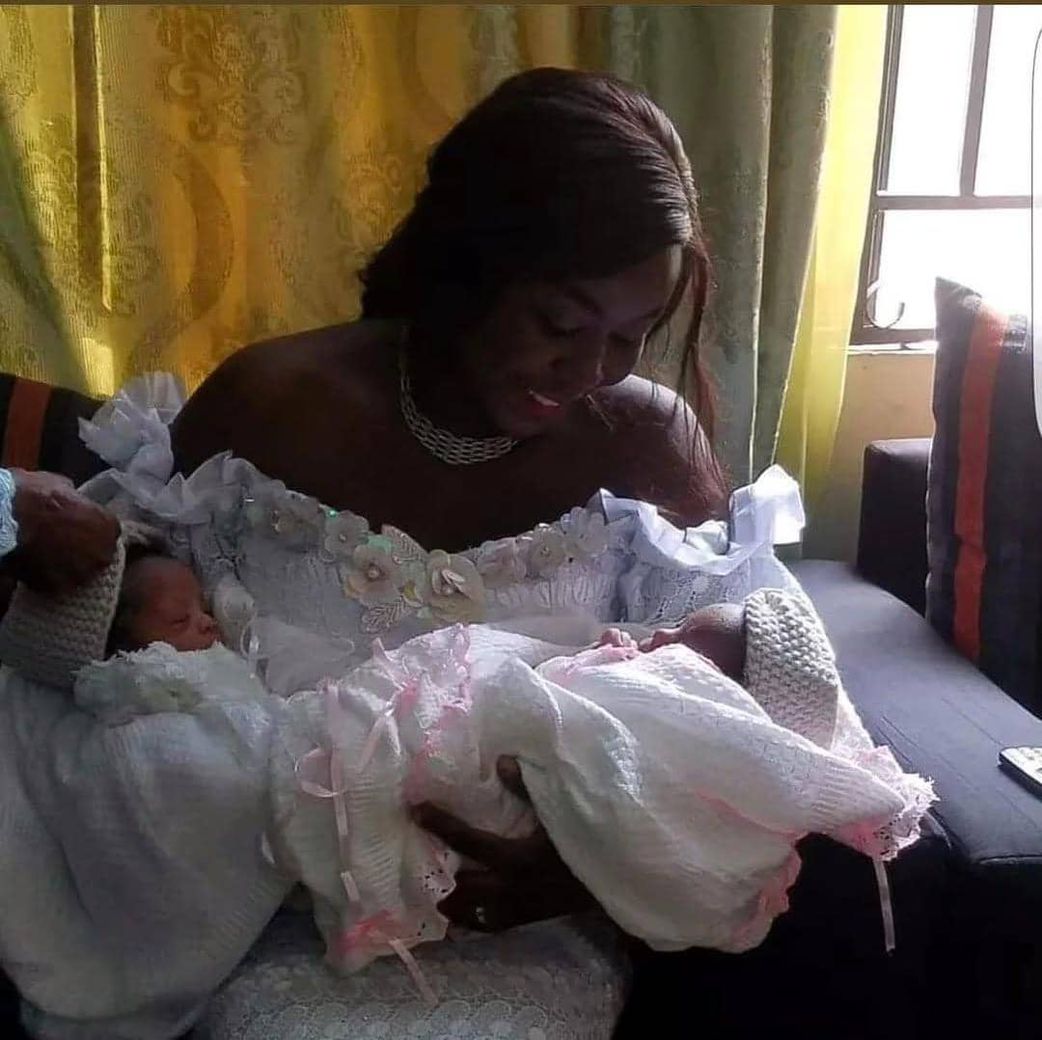 Judith Akinwunmi with her twin daughters