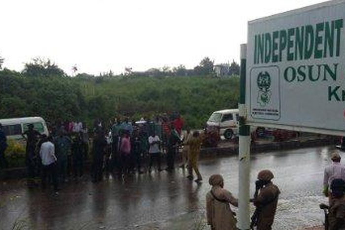 Ademola Adeleke’s supporters hold protest outside INEC office