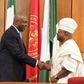 Senate President Bukola Saraki welcoming Senator Ademola Adeleke to the National Assembly on Wednesday, July 12, 2017