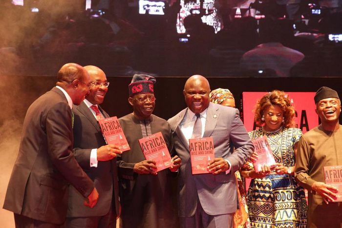 Ambode, Tinubu and Osinbajo at Jim Ovia's book launch