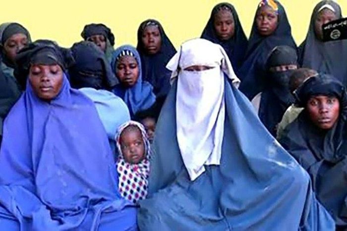 A grab from a video released in January 2018 by Islamist militant group Boko Haram shows some of the schoolgirls abducted from the northeast Nigerian town of Chibok in 2014