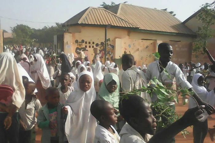 Primary School Students protest Governor's move to sack their teachers in Kaduna