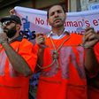 Palestinian employees of UNRWA protest against job cuts at the agency in Gaza City on September 19, 2018