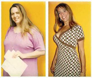 The author, before and after her 100-pound weight loss.