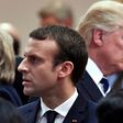 Macron (L) and other European leaders are trying to salvage a landmark 2015 accord to curb Tehran's nuclear programme, which Trump pulled the US out of last May
