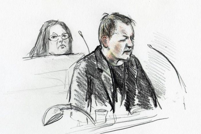 Peter Madsen in a court drawing by Anne Gyrite Schutt made available by Danish news agency Ritzau SCANPIX